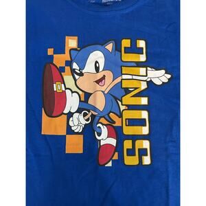 SEGA SONIC THE HEDGEHOG Graphic Tee NEW Blue SS Cotton Size YXL (14/16)